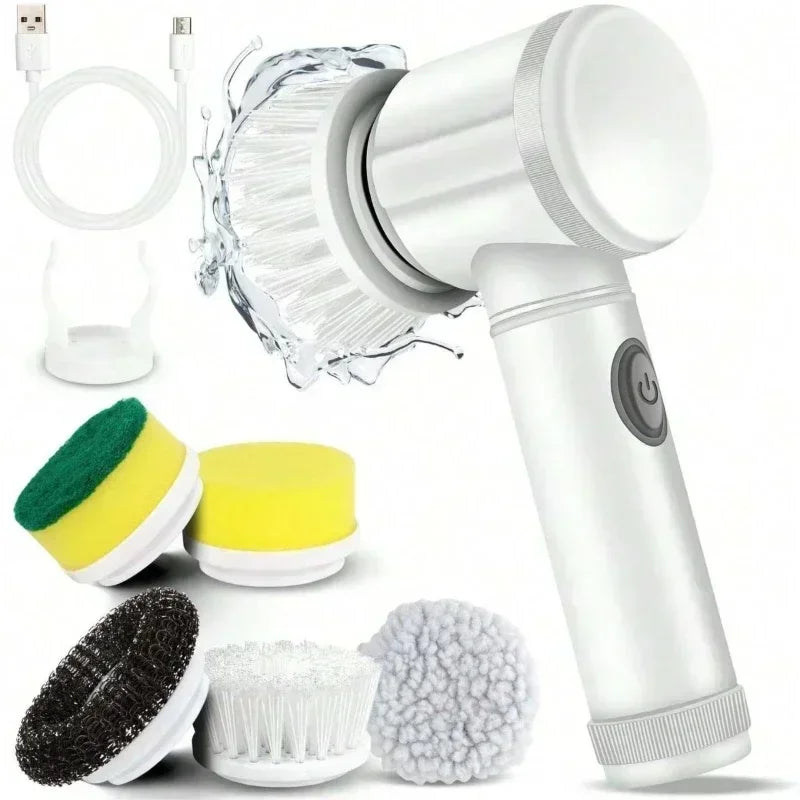 Electric Spin Scrubber,with 5 Replaceable Brush Heads