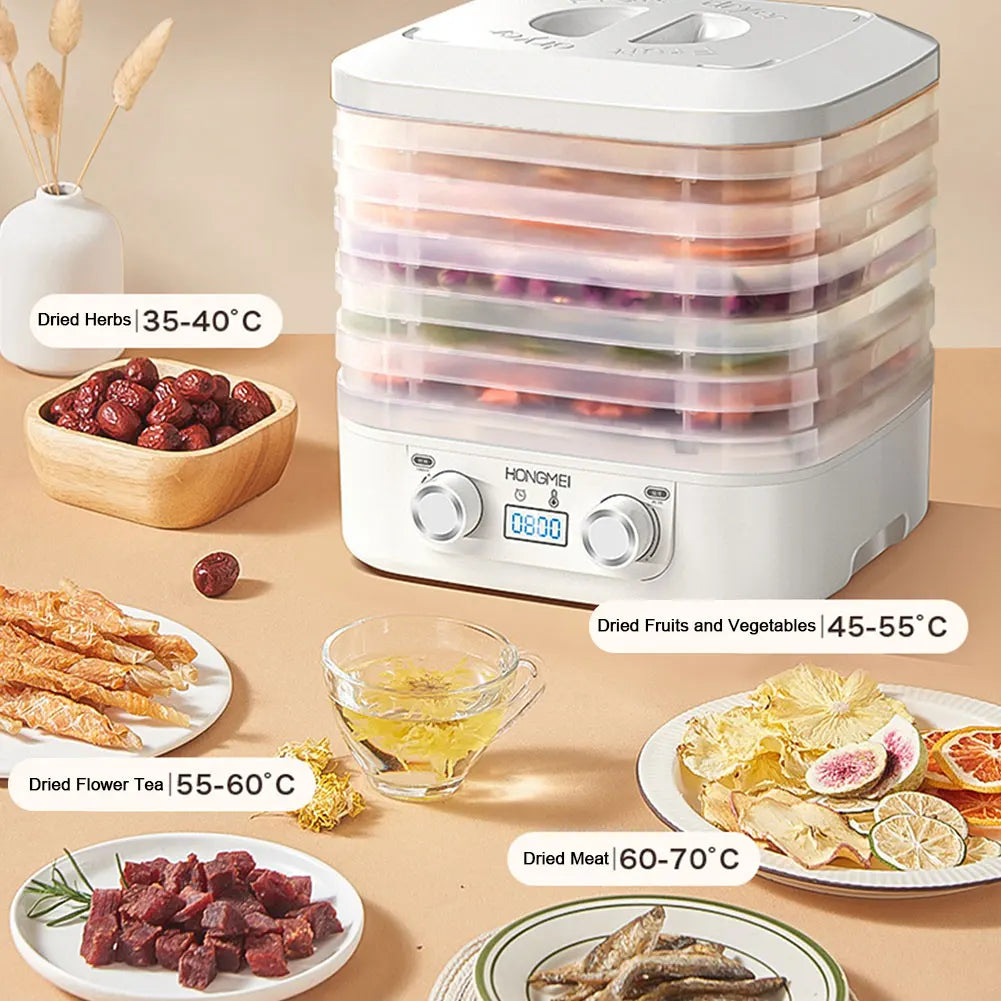 5 Layers Intelligent Fruit Dryer 48 Hours Long Lasting Food Dehydration