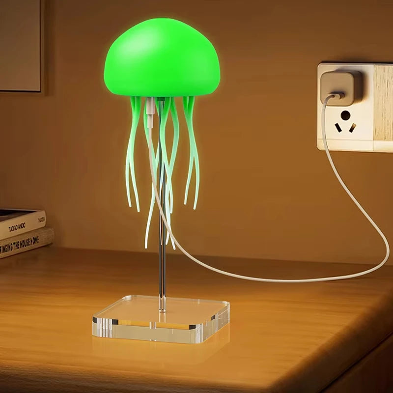 Cute Rotating Jellyfish Hanging Bedside Lamp RGB Table Lamps Room Decor