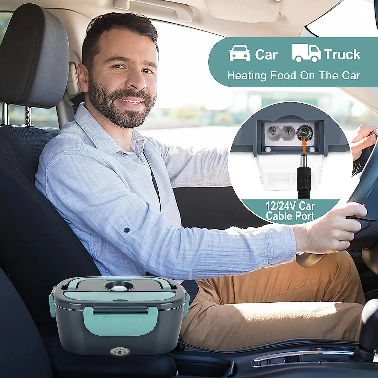 1.5 L 60W Electric Lunch Box Food Warmer,Leak Proof, Lunch Heating Microwave for Truckers