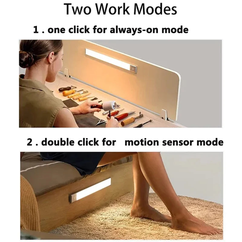 Motion Sensor LED Under Cabinet Lamp Dimmable Rechargeable Night Light