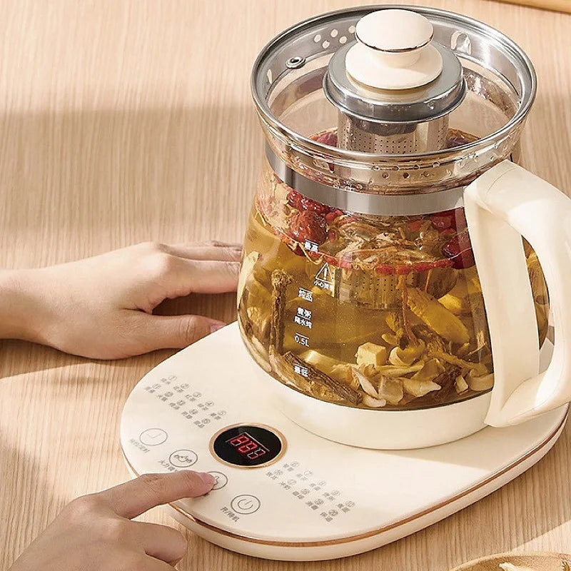 Multifunctional Glass Electric Kettle Flower Teapot Soup Stew Pot 220V