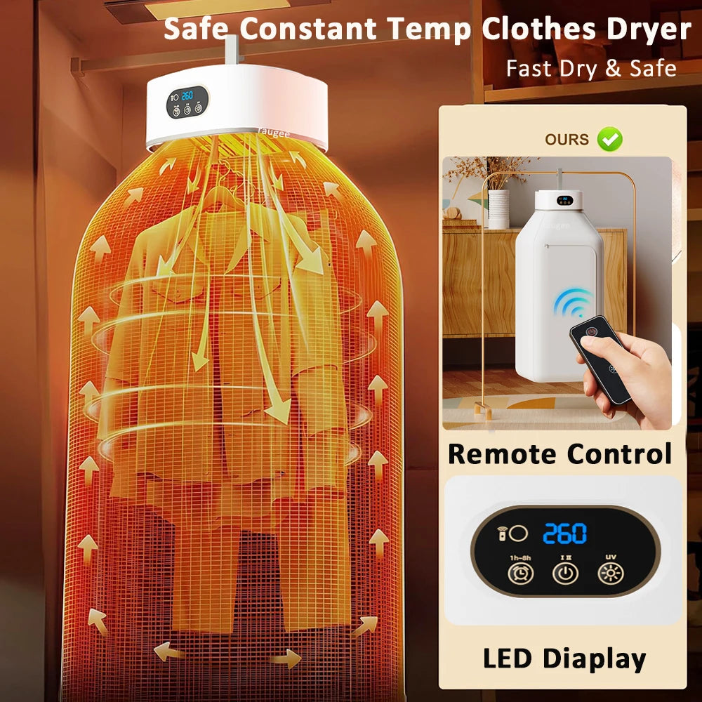 Portable Folded Electric Clothing Dryer with Remote Control