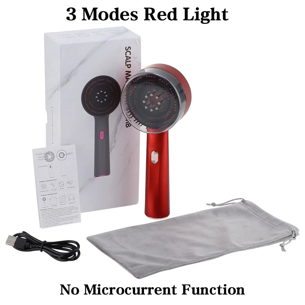 Electric Micro-current Massage Comb 660nm Red Light Hair Care Comb Kneading Relax Head Scalp Massager Blood Circulation