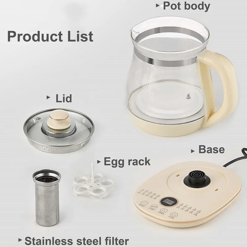 Multifunctional Glass Electric Kettle Flower Teapot Soup Stew Pot 220V