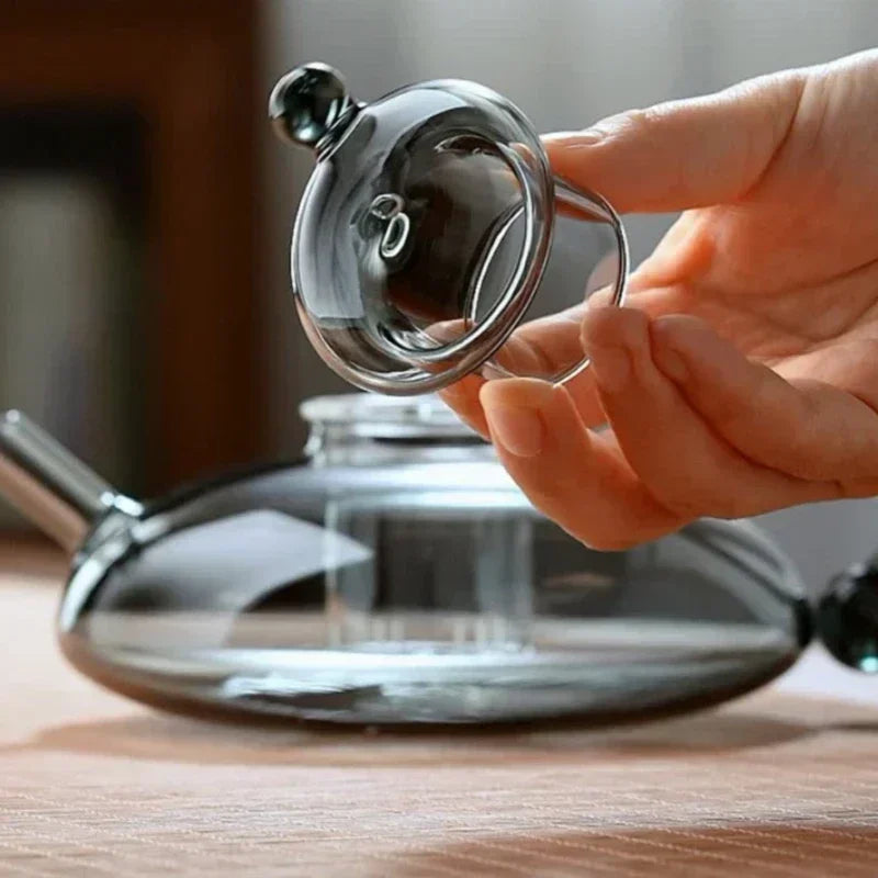 Flower tea pot  heat-resistant glass