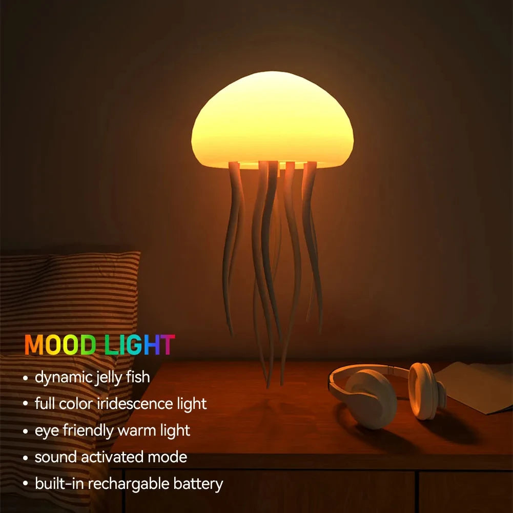 Cute Rotating Jellyfish Hanging Bedside Lamp RGB Table Lamps Room Decor