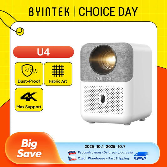 BYINTEK LOVE U4 Smart Mini Home Theater Projector 4K 1080P Video Android WIFI for Smartphone Cinema