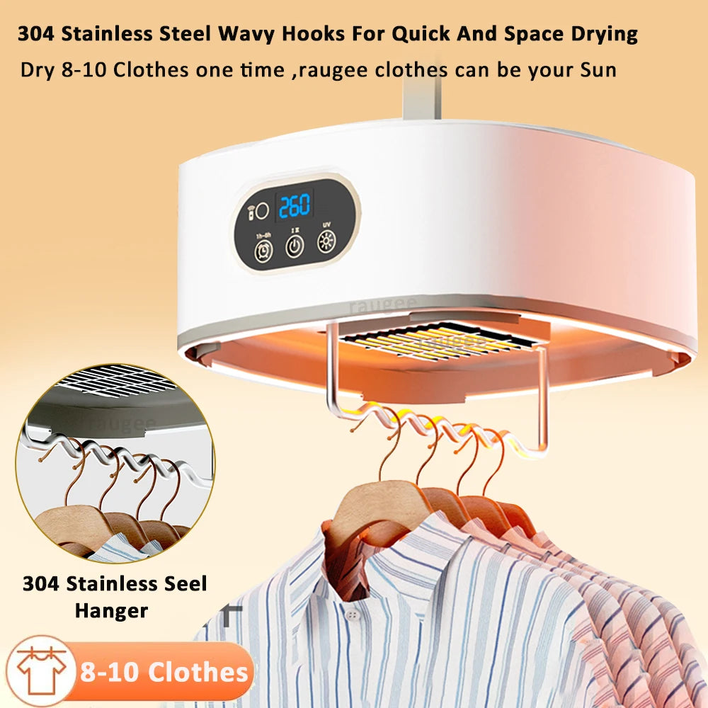 Portable Folded Electric Clothing Dryer with Remote Control