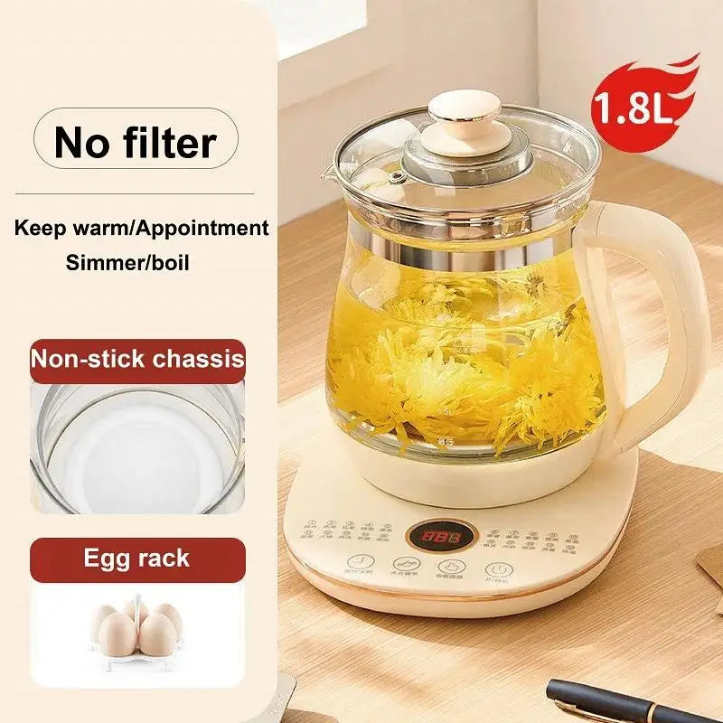 Multifunctional Glass Electric Kettle Flower Teapot Soup Stew Pot 220V