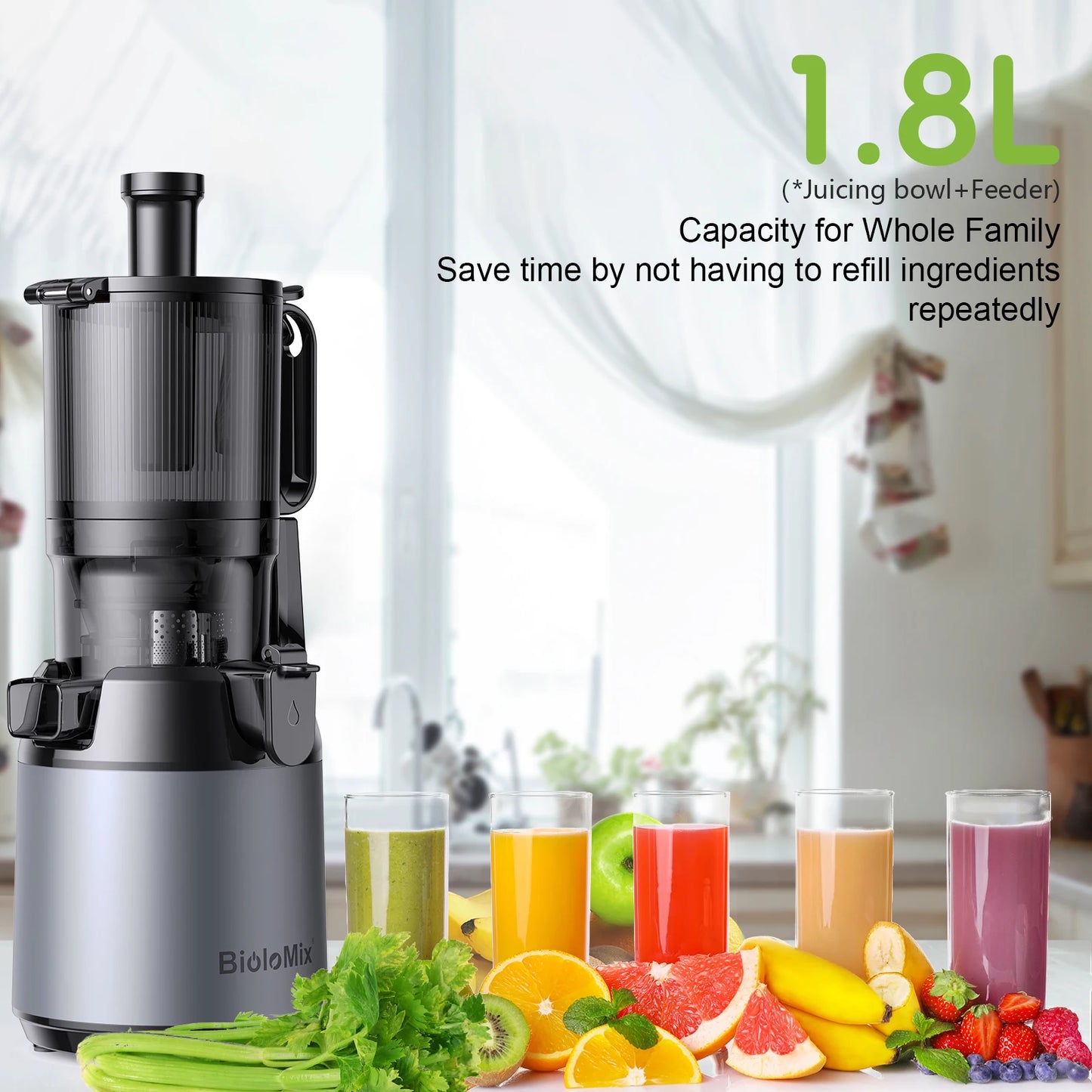 Cold Press Juicer,Fit Whole Fruits & Vegetables,High Juice Yield Juicer