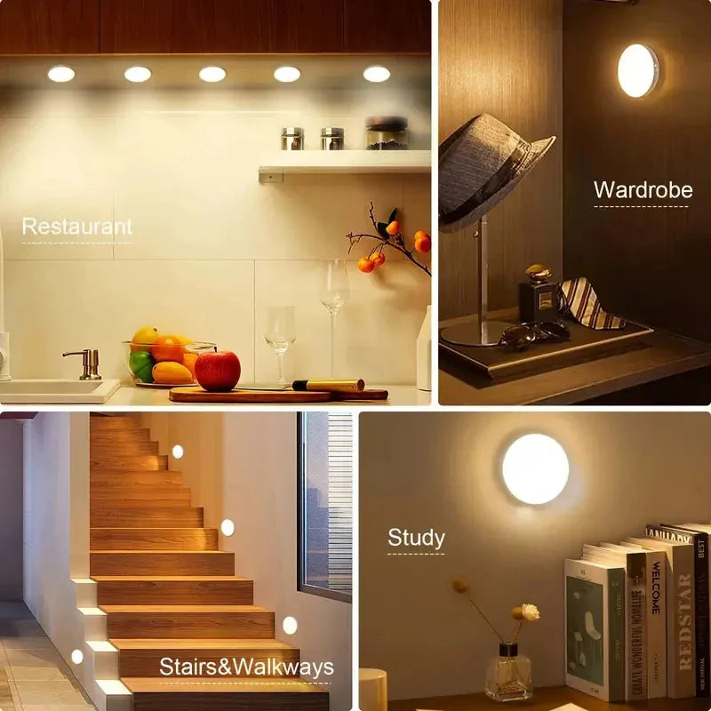 3PCS LED Motion Sensor Light Night Light USB Rechargeable Night Lamp