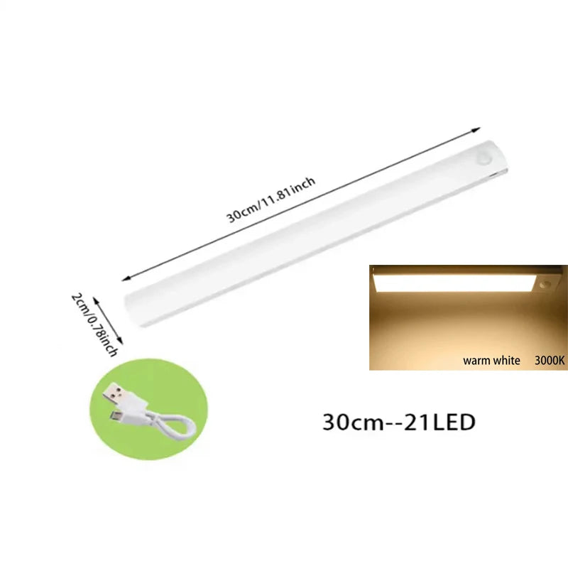 Motion Sensor LED Under Cabinet Lamp Dimmable Rechargeable Night Light