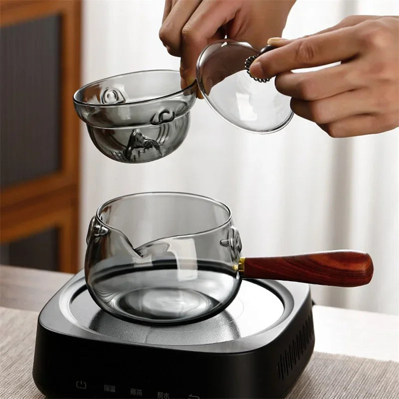 Removable 360° Rotary Glass  Heat resistant Teapot