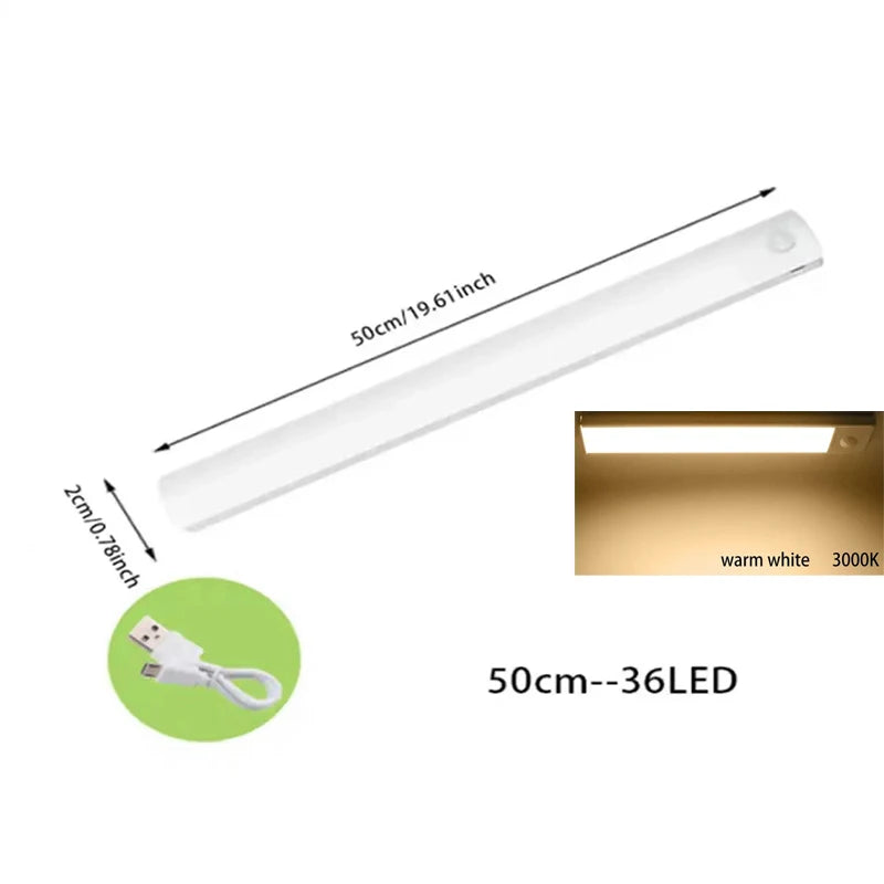 Motion Sensor LED Under Cabinet Lamp Dimmable Rechargeable Night Light