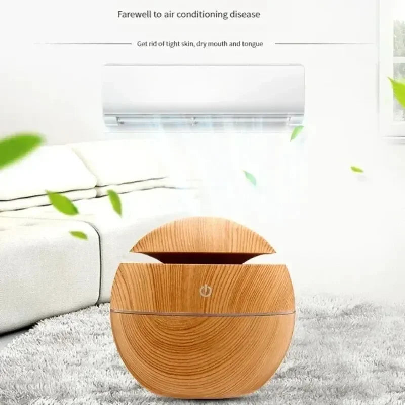 USB Ultrasonic Mini Home Wood Grain Air Humidifier Electric Air Aroma Diffuser