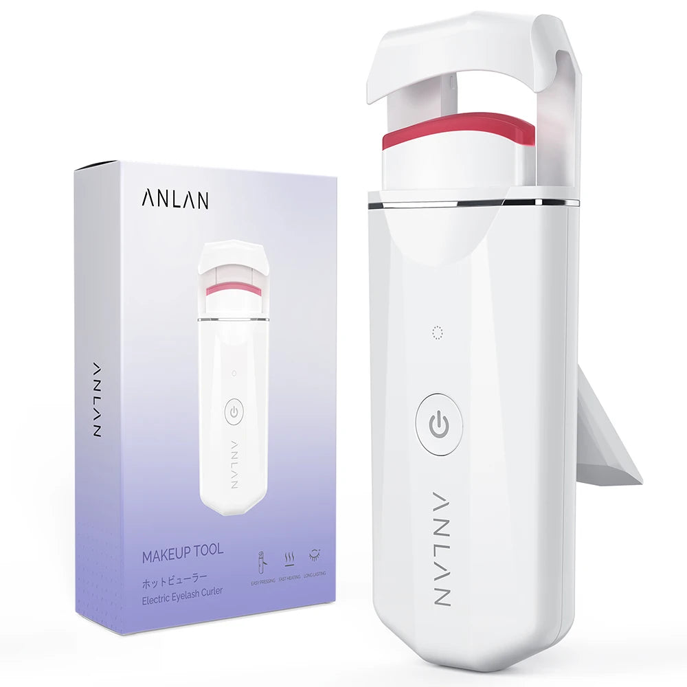 ANLAN Electric Heated Eyelash Curler Long-Lasting Curl Rechargeable Electric Eye Lash Perm Eyelashes Clip Portable Makeup Tool