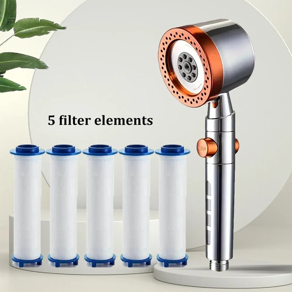 New High Pressure Water Saving Filter Shower Head 5 Modes