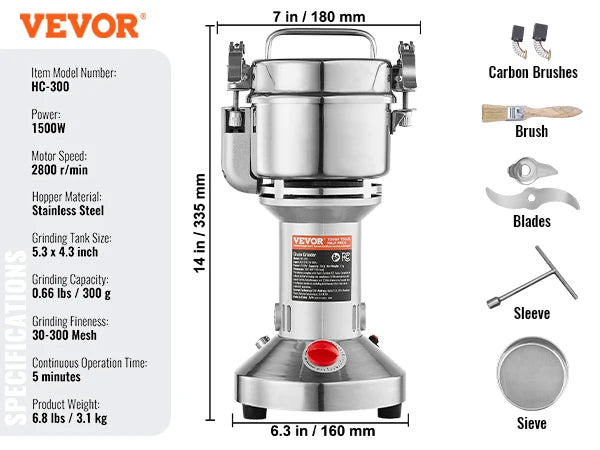 150-2500g Electric Grain Mill Grinder