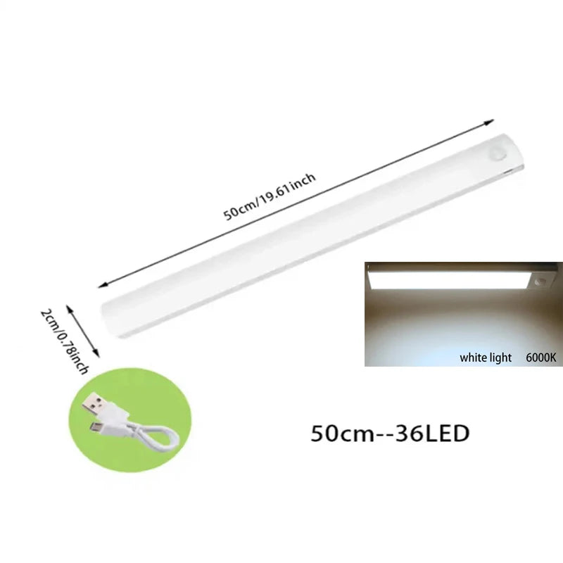 Motion Sensor LED Under Cabinet Lamp Dimmable Rechargeable Night Light