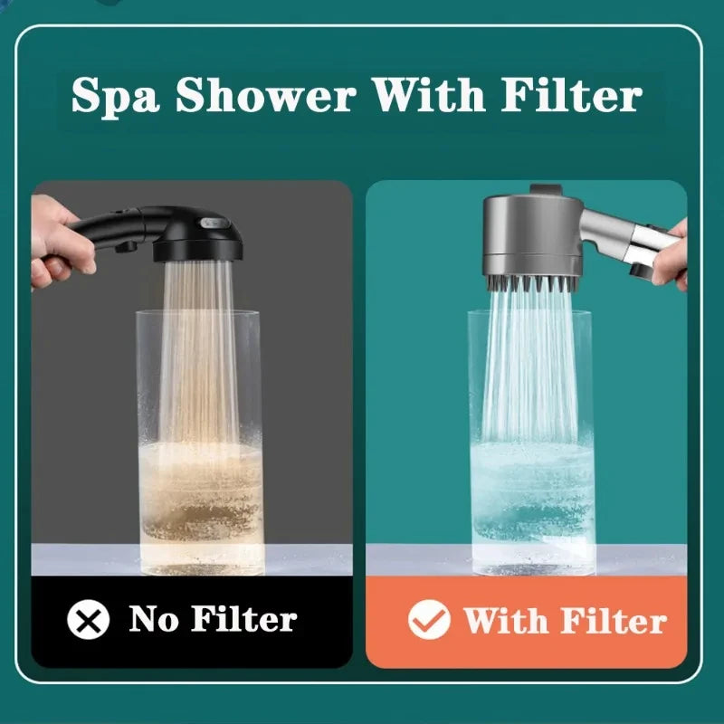 High-pressure shower head with massage brush filter 3 modes