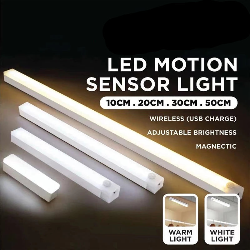Motion Sensor LED Under Cabinet Lamp Dimmable Rechargeable Night Light