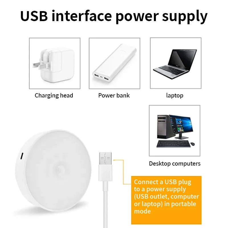 3PCS LED Motion Sensor Light Night Light USB Rechargeable Night Lamp