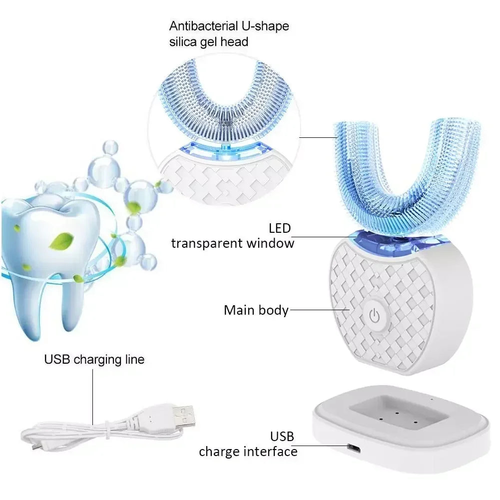 Ultrasonic Electric Toothbrush.Automatic Toothbrush U-Shape Full Mouth