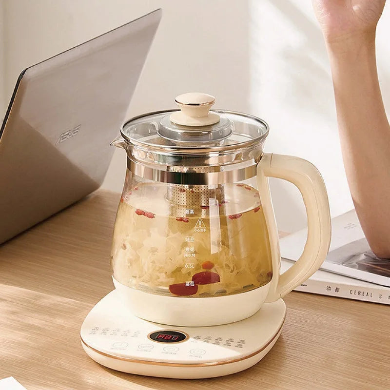 Multifunctional Glass Electric Kettle Flower Teapot Soup Stew Pot 220V
