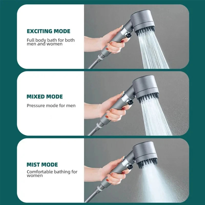 High-pressure shower head with massage brush filter 3 modes