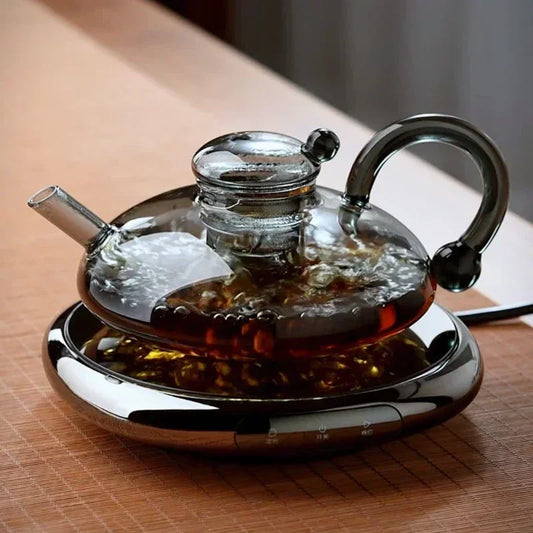 Flower tea pot  heat-resistant glass